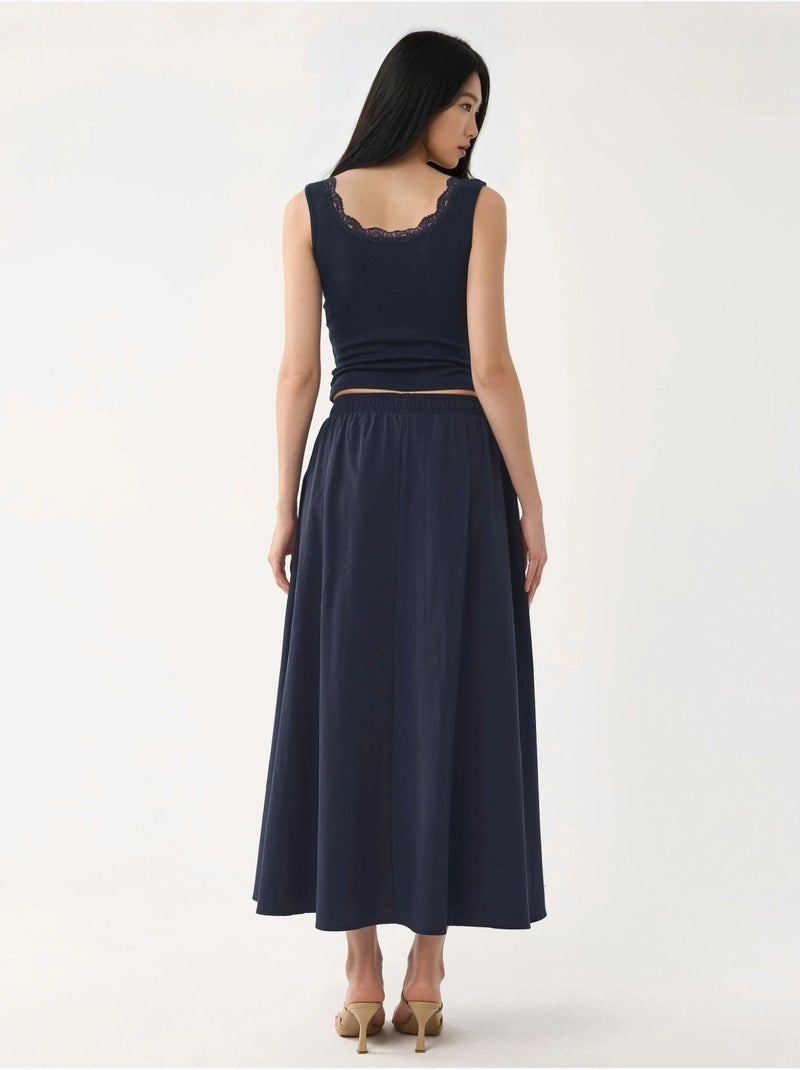 Jupe midi taille haute avec élastique busem Bleu marine - Kiabi