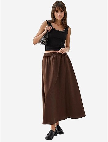 Jupe midi taille haute avec élastique busem