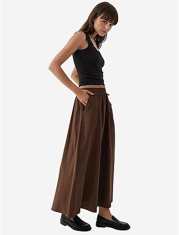 Jupe midi taille haute avec élastique busem