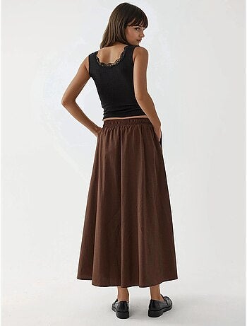 Jupe midi taille haute avec élastique busem