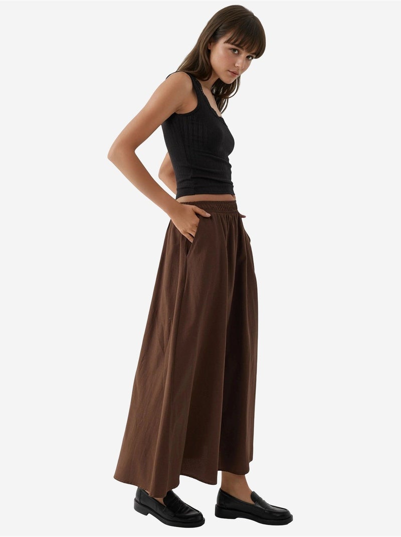 Jupe midi taille haute avec élastique busem Marron foncé - Kiabi