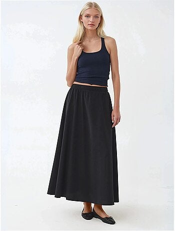 Jupe midi taille haute avec élastique busem