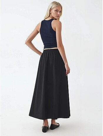 Jupe midi taille haute avec élastique busem