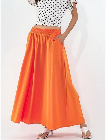 Jupe midi taille haute avec élastique busem