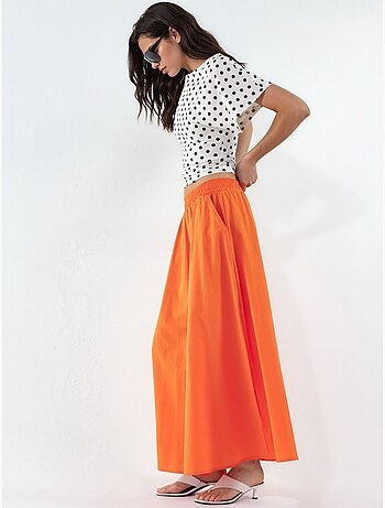 Jupe midi taille haute avec élastique busem