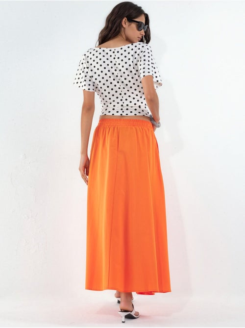 Jupe midi taille haute avec élastique busem - Kiabi Jupe midi taille haute avec élastique busem - Kiabi