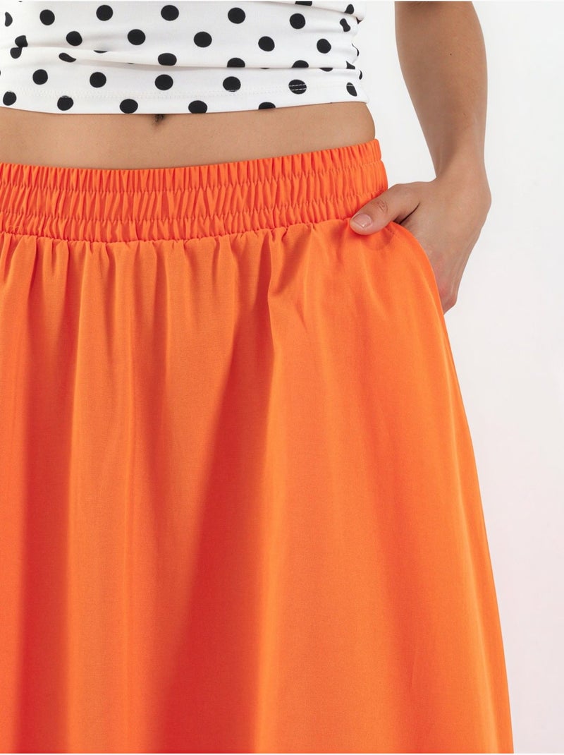 Jupe midi taille haute avec élastique busem Orange - Kiabi
