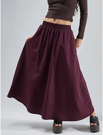 Jupe midi taille haute avec élastique busem