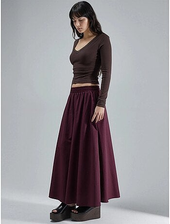 Jupe midi taille haute avec élastique busem