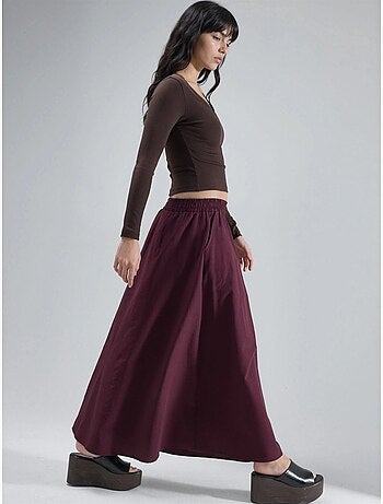 Jupe midi taille haute avec élastique busem