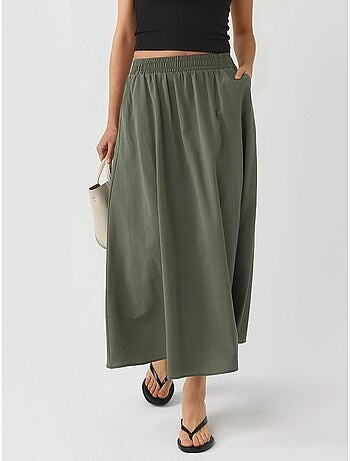 Jupe midi taille haute avec élastique busem