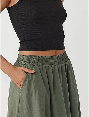Jupe midi taille haute avec élastique busem