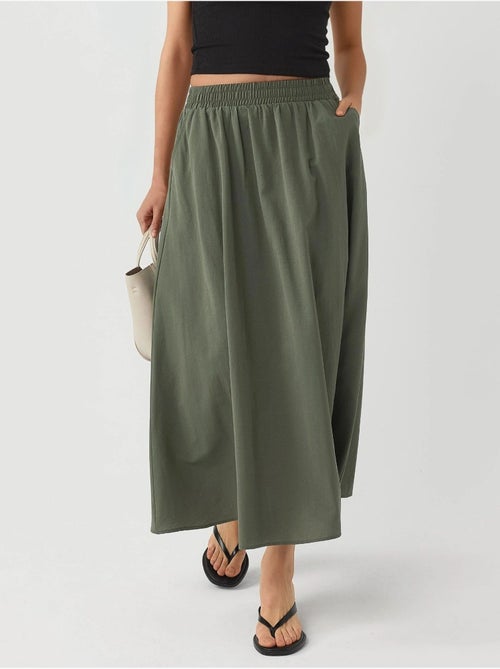 Jupe midi taille haute avec élastique busem - Kiabi