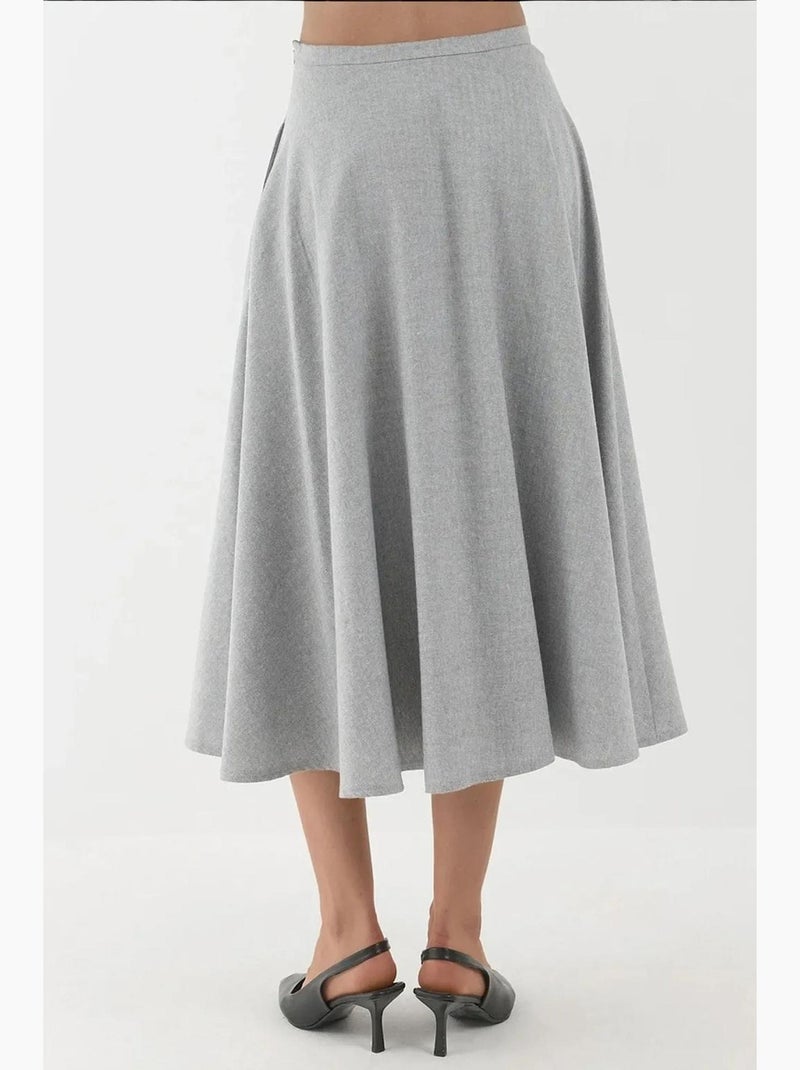 Jupe midi taille haute en a avec fermeture éclair hiccup Gris - Kiabi