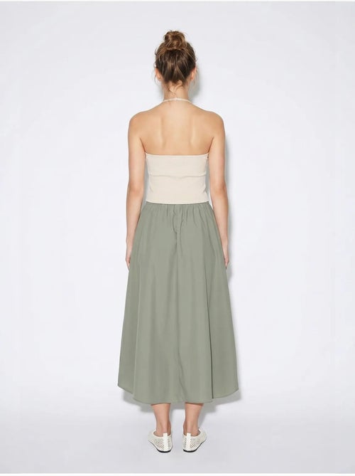 Jupe midi taille haute en popeline de coton lucci - Kiabi
