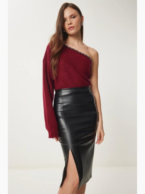 Jupe midi taille haute en similicuir avec fente istanbul - Kiabi Jupe midi taille haute en similicuir avec fente istanbul - Kiabi