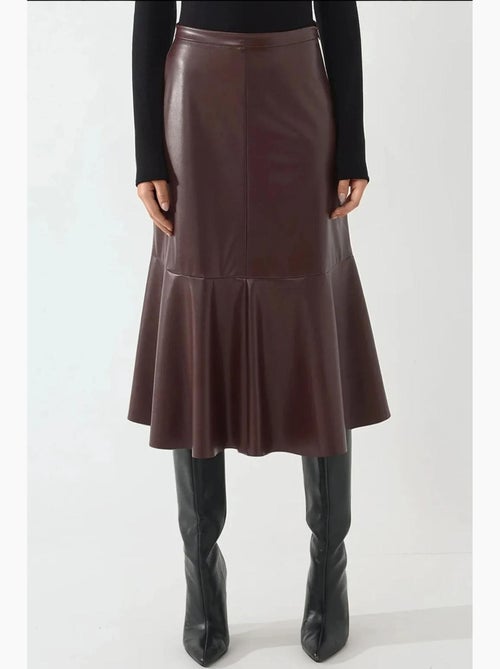 Jupe midi taille haute en similicuir hiccup - Kiabi