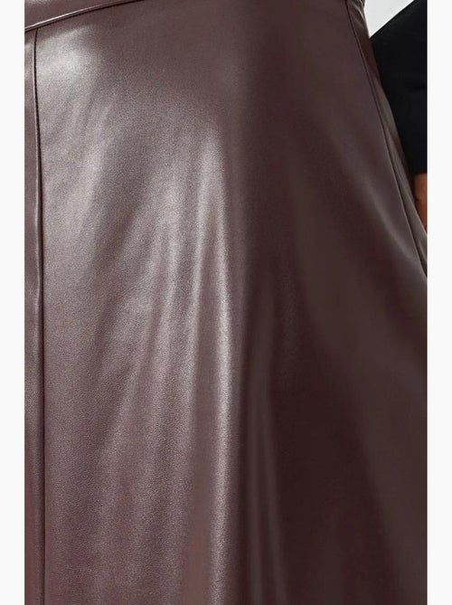 Jupe midi taille haute en similicuir hiccup - Kiabi