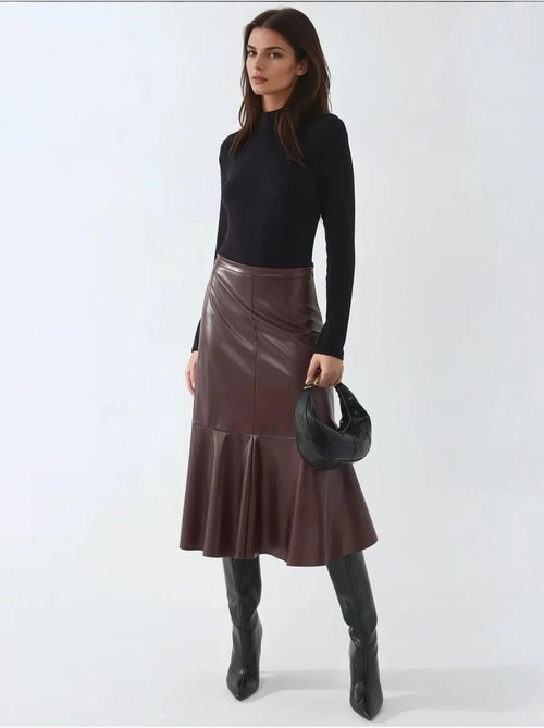 Jupe midi taille haute en similicuir - Kiabi Jupe midi taille haute en similicuir - Kiabi
