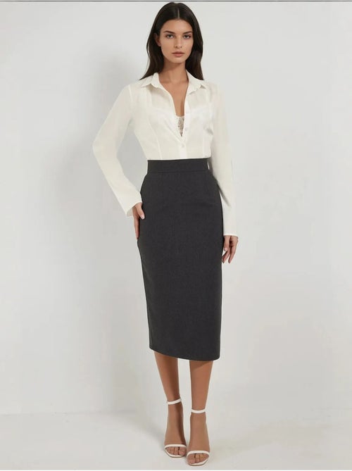 Jupe midi taille haute - Kiabi Jupe midi taille haute - Kiabi