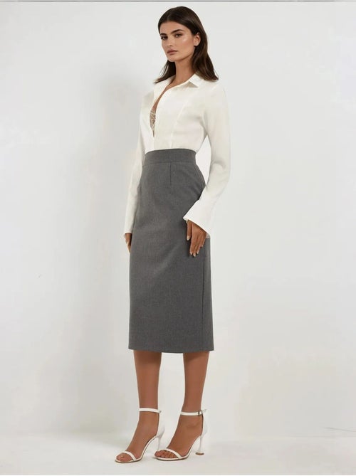 Jupe midi taille haute hiccup - Kiabi Jupe midi taille haute hiccup - Kiabi