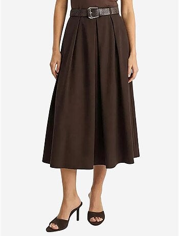 Jupe midi texturée taille haute avec ceinture lucci
