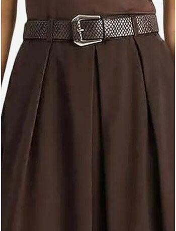 Jupe midi texturée taille haute avec ceinture lucci
