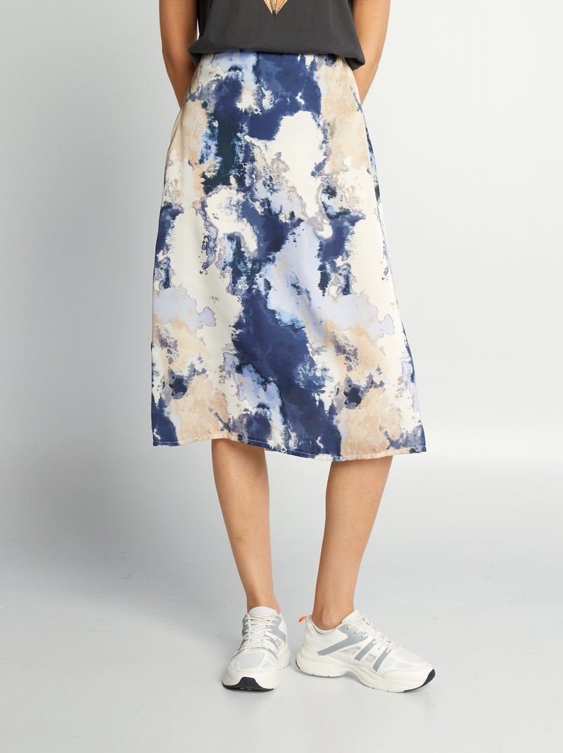 Jupe midi tie and dye Bleu - Kiabi