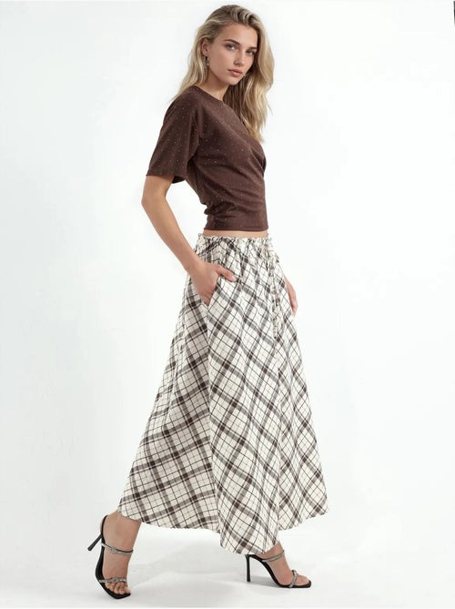 Jupe midi trapèze à carreaux, taille haute busem - Kiabi Jupe midi trapèze à carreaux, taille haute busem - Kiabi
