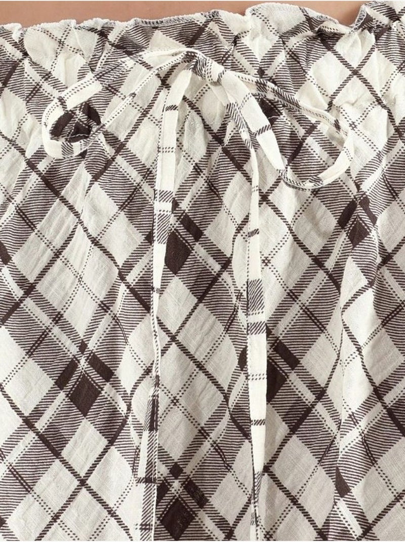 Jupe midi trapèze à carreaux, taille haute busem Multicolore - Kiabi