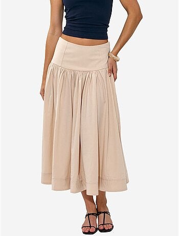 Jupe midi trapèze à taille haute busem