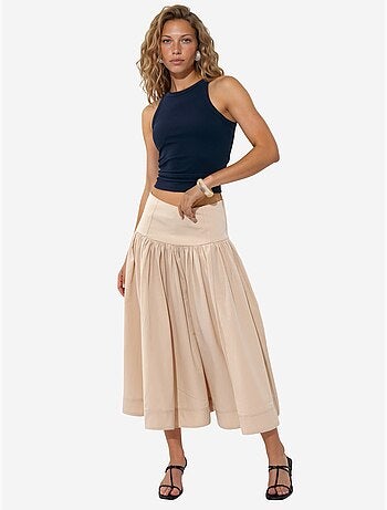 Jupe midi trapèze à taille haute busem