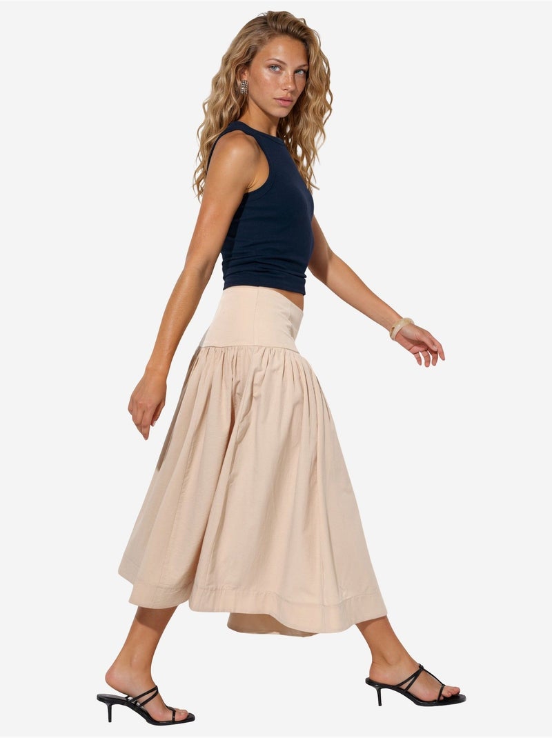 Jupe midi trapèze à taille haute busem Beige argile - Kiabi