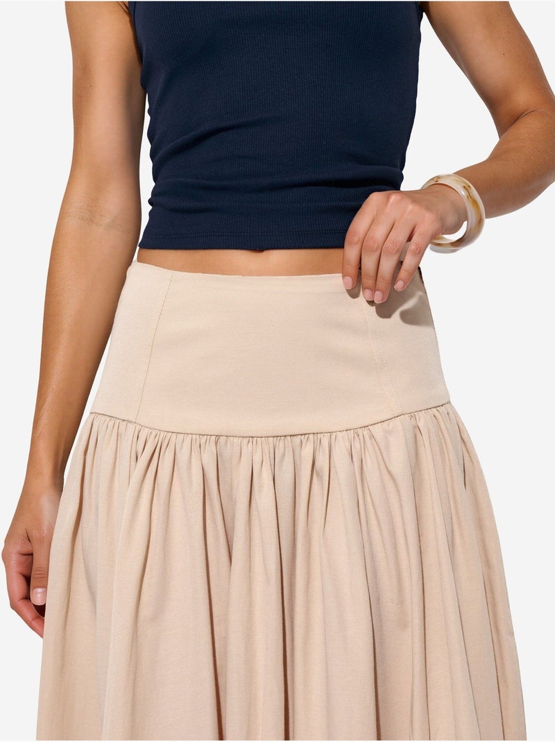 Jupe midi trapèze à taille haute busem Beige argile - Kiabi