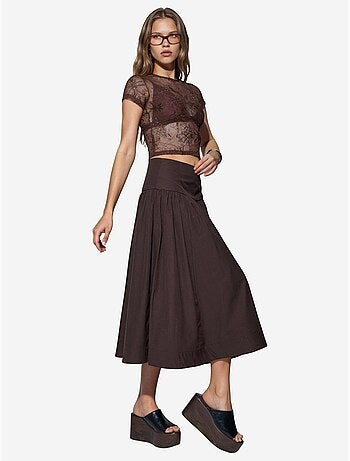 Jupe midi trapèze à taille haute busem