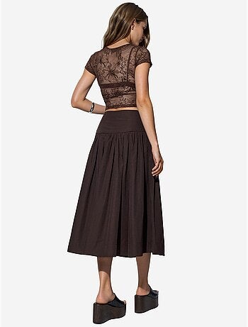Jupe midi trapèze à taille haute busem