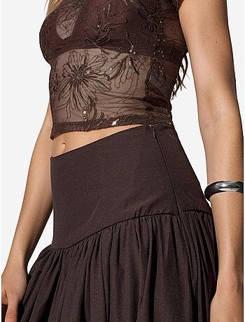 Jupe midi trapèze à taille haute busem