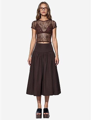 Jupe midi trapèze à taille haute busem
