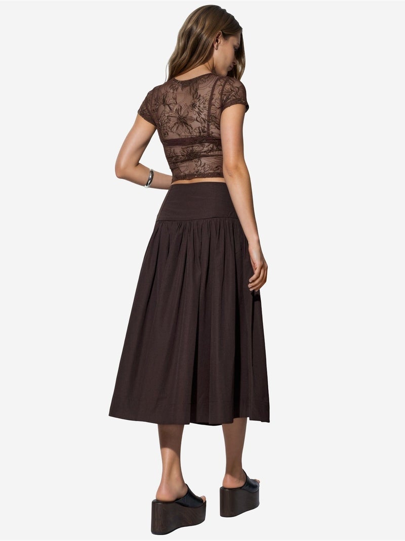 Jupe midi trapèze à taille haute busem Marron - Kiabi