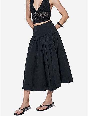 Jupe midi trapèze à taille haute busem