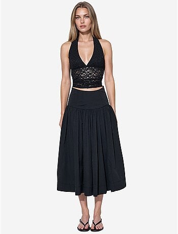Jupe midi trapèze à taille haute busem