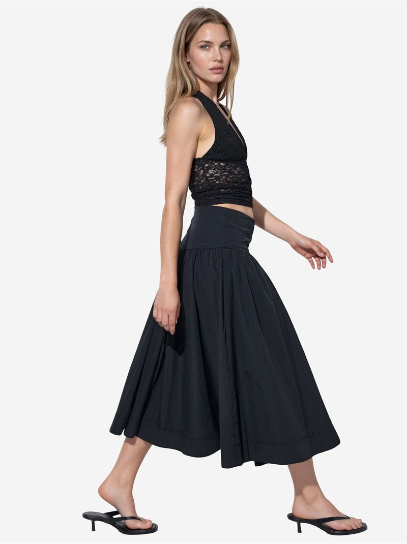 Jupe midi trapèze à taille haute busem Noir - Kiabi