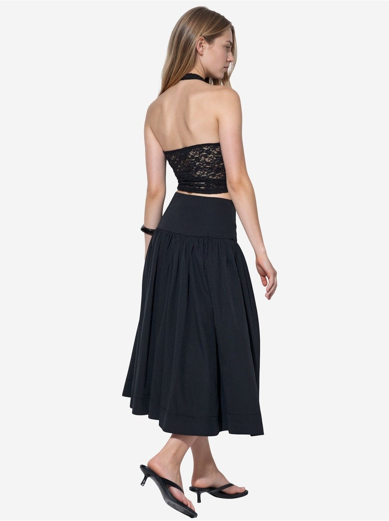 Jupe midi trapèze à taille haute busem Noir - Kiabi