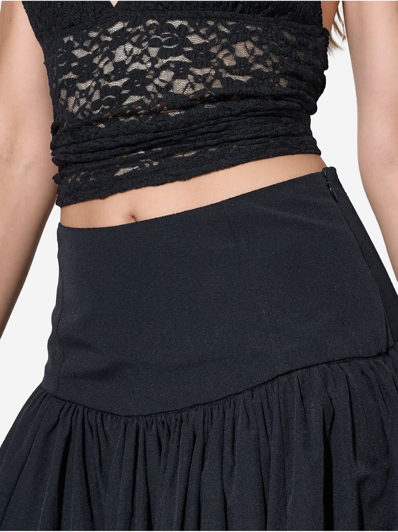 Jupe midi trapèze à taille haute busem Noir - Kiabi