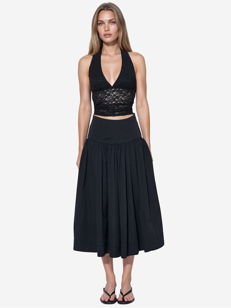 Jupe midi trapèze à taille haute busem Noir - Kiabi