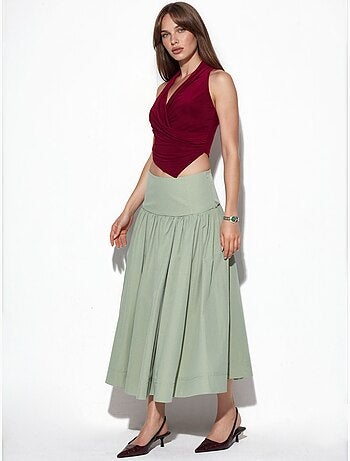 Jupe midi trapèze à taille haute busem