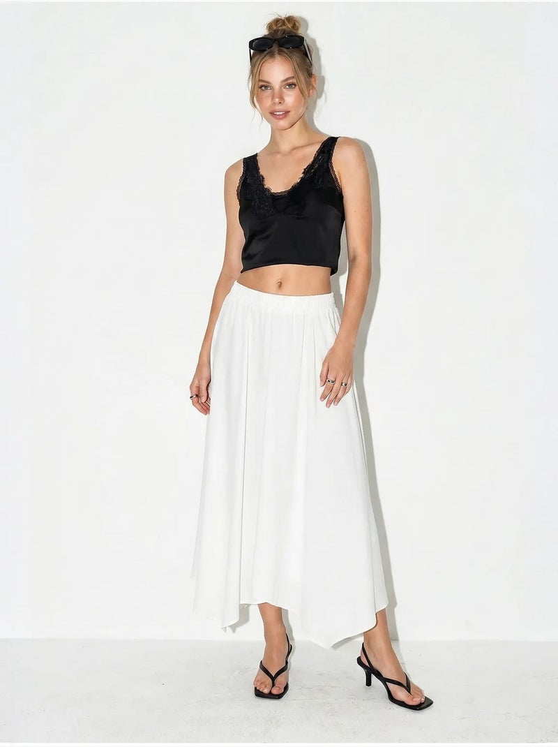 Jupe midi trapèze à taille haute lucci Blanc - Kiabi