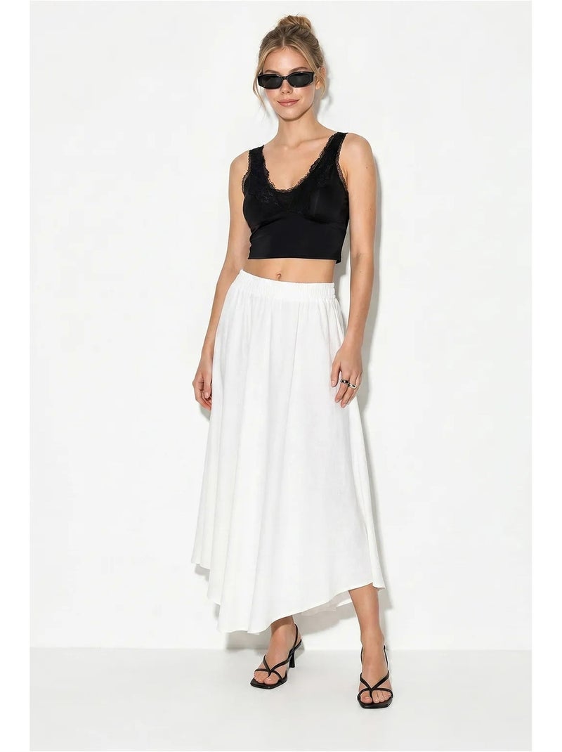 Jupe midi trapèze à taille haute lucci Blanc - Kiabi