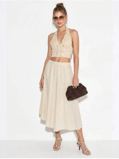 Jupe midi trapèze à taille haute lucci - Kiabi Jupe midi trapèze à taille haute lucci - Kiabi