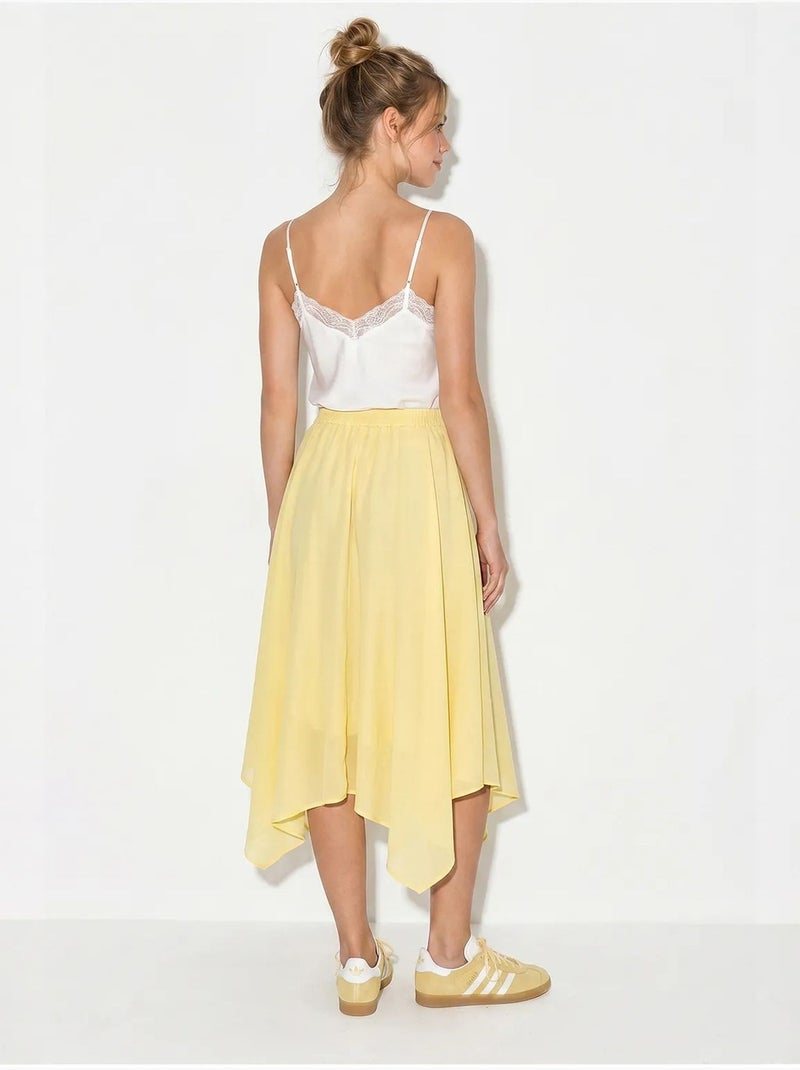 Jupe midi trapèze à taille haute lucci Jaune citron - Kiabi